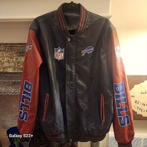 BUFFALO BILLS Men's Faux leather varsity Jacket Sz 2XL